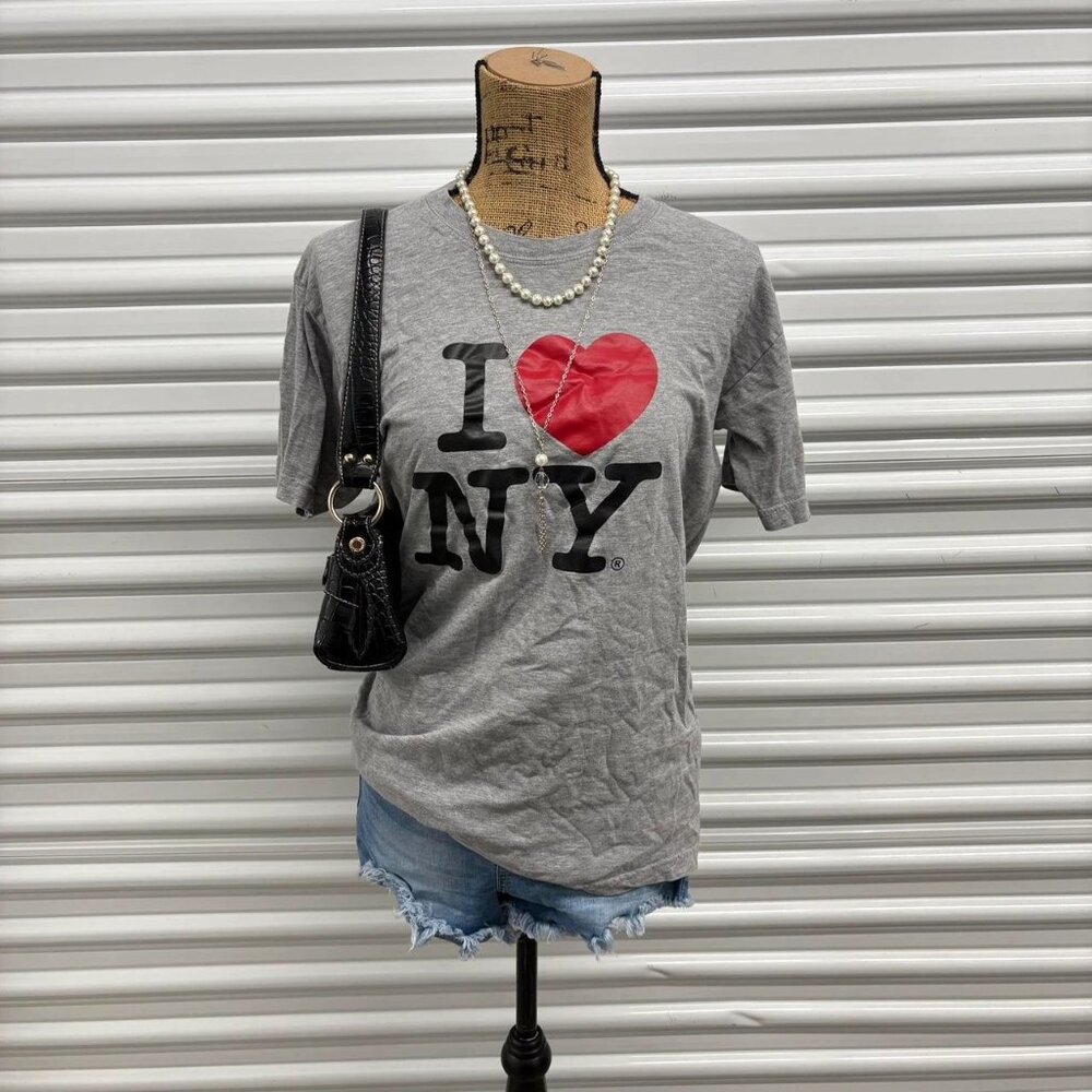Grey I Love New York cotton t-shirt with heart